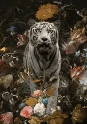 150x100 / 120x80 / 90x60cm - Exclusive - KRUGER - Tijger Still Leven - Glasschilderij - meubelboutique.nl