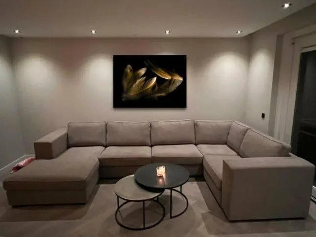 100x150 / 80x120 / 60x90cm (liggend) - Exclusive - Special - Gouden Veren Mary - Glasschilderij - meubelboutique.nl