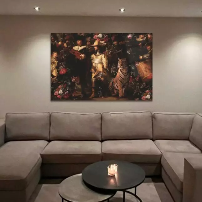 100x150 / 80x120cm (liggend) - Exclusive - Nachtwacht - Glasschilderij - meubelboutique.nl
