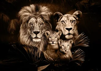 100x150 / 80x120cm - Exclusive - Dieren - Lynn Leeuwen Familie Welpjes - 1, 2, 3, 4 Welpen - Glasschilderij - meubelboutique.nl